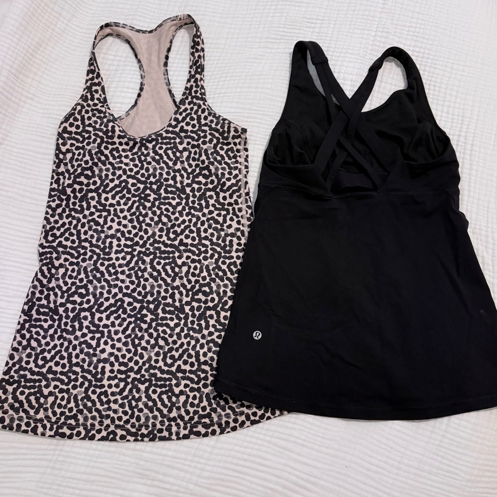 lululemon Leopard Print and Black Tank Tops